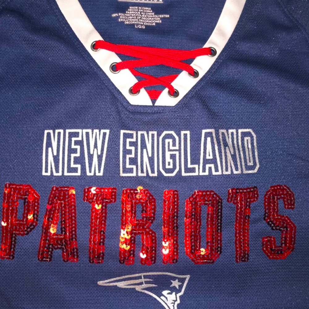 NFL NE Patriots jersey style shirt with sequins